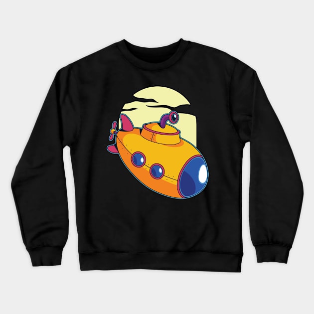 Cartoon Submarine Kids U-Boat Crewneck Sweatshirt by Shirtjaeger